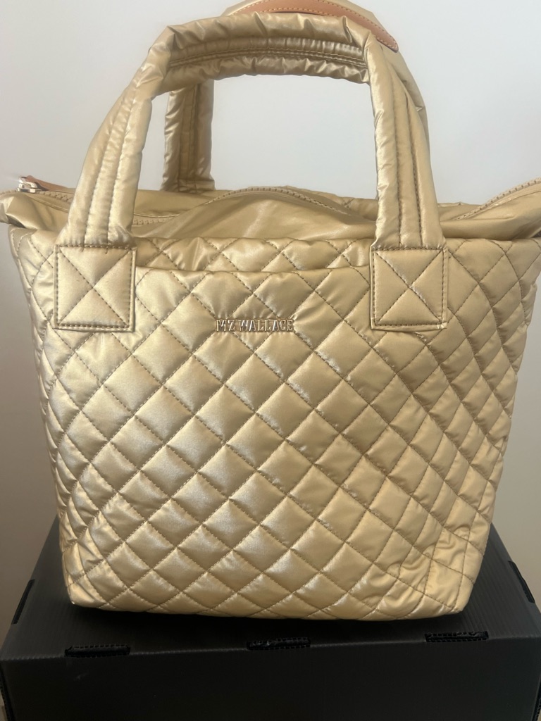 Mz Wallace Quilted Metallic Gold Hobo Tote
